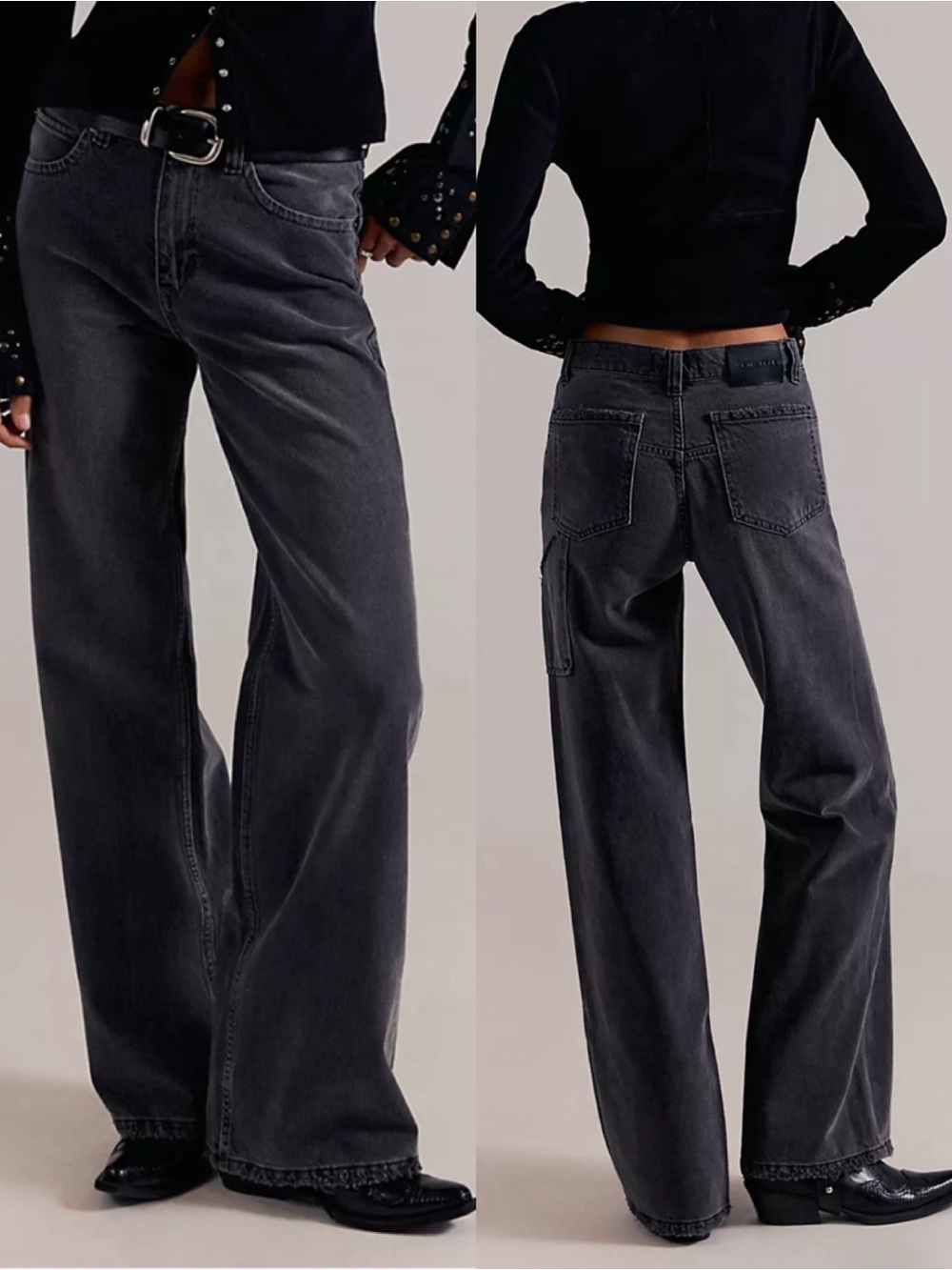 Free People X We The Free Tinsley Baggy High-Rise Jeans Celestial Black